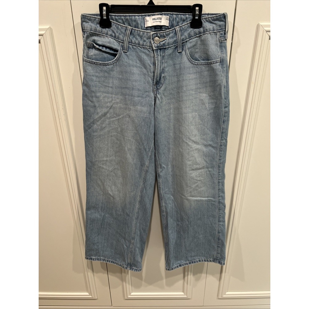 Hollister Low Rise Baggy Jeans Size 29 Short 29P Light Wash Wide Leg Boho Skate